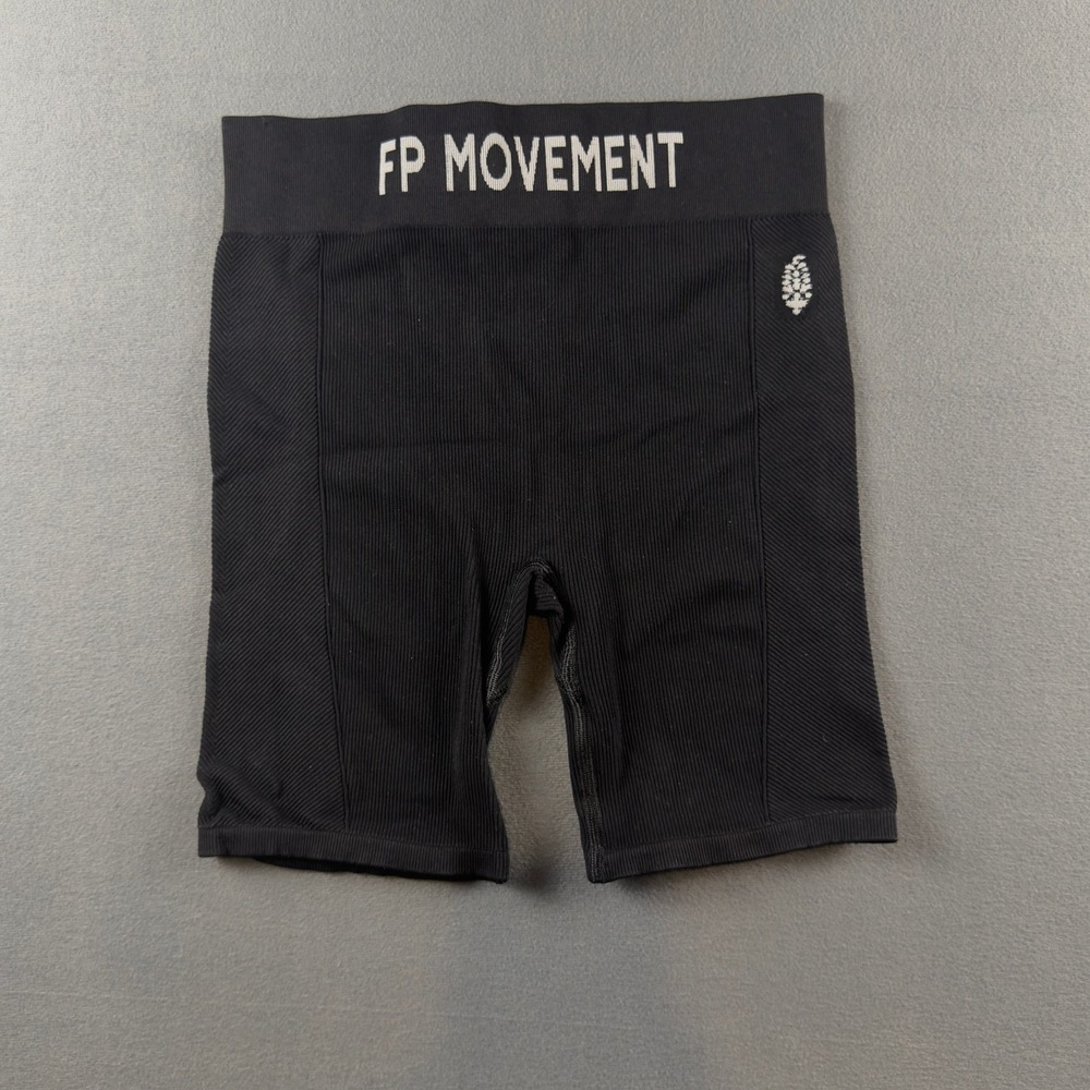 FP Movement Free People Ribbed Biker Shorts Black High Rise Seamless M/L